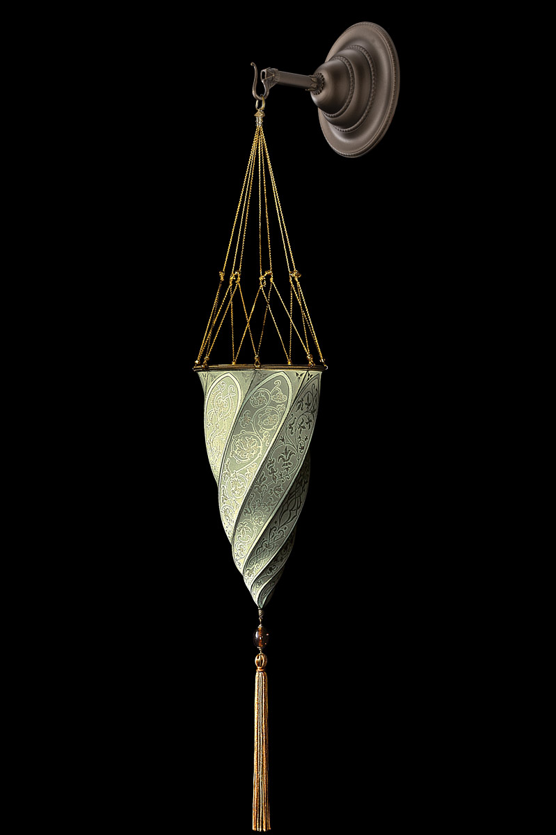 Fortuny Cesendello sage grey silk lamp