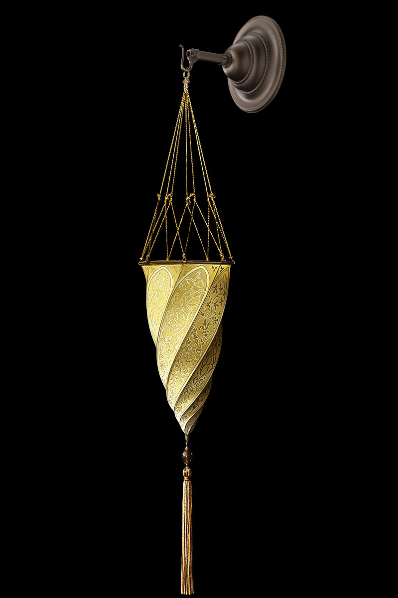 Fortuny Cesendello yellow ochre silk lamp