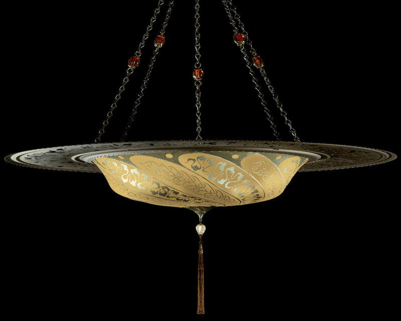 Scudo Saraceno Serpentine | 金属环丝绸灯 | 三文鱼色