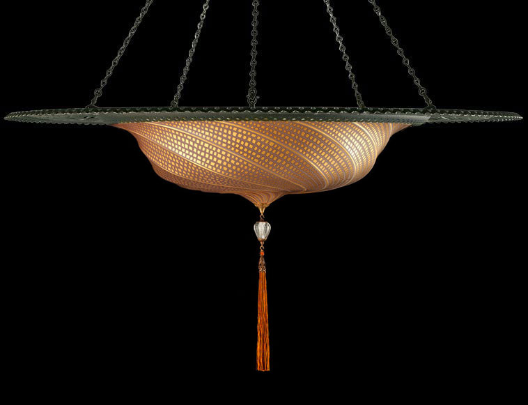 Scudo Saraceno | 带金属环的玻璃灯 | 金色马赛克 125 cm