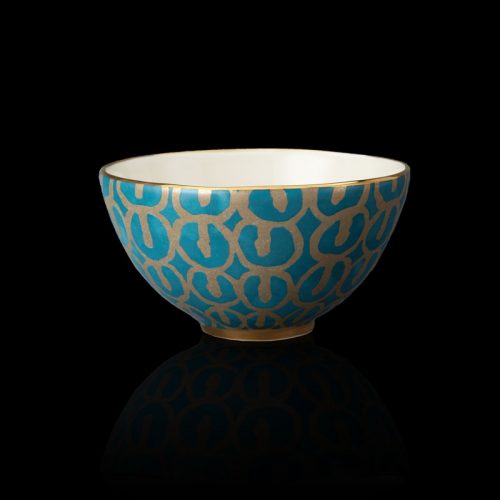阿散蒂茶色蓝色麦片碗（4 件套）
