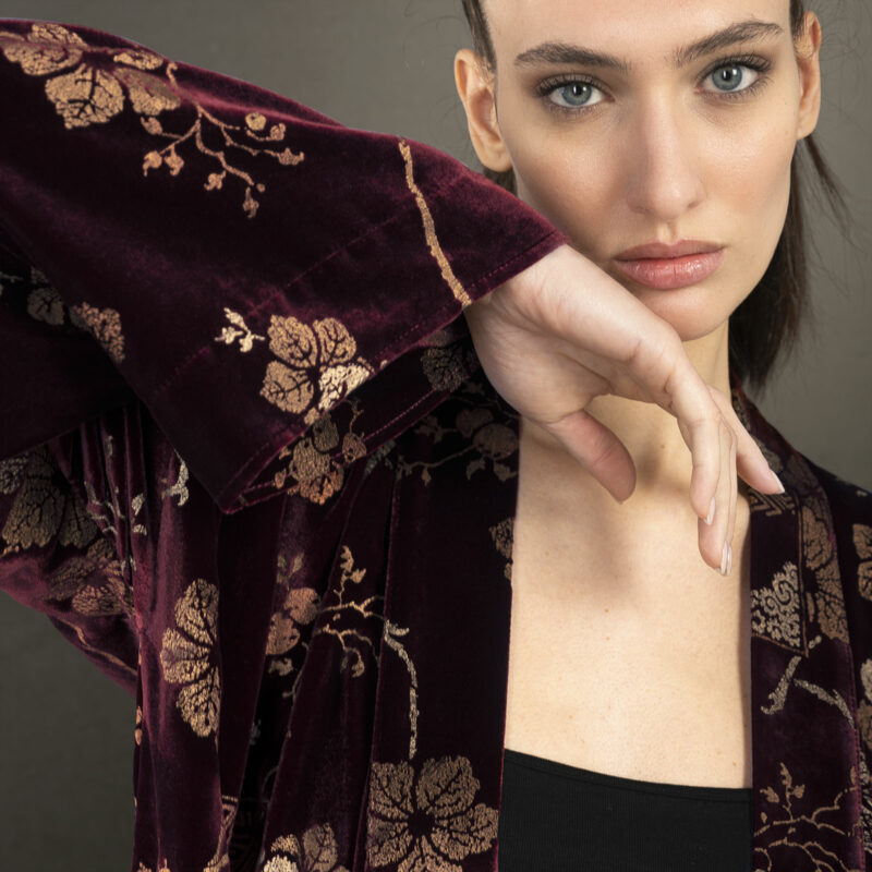 Isabel | 印花天鹅绒和服外套 | 波尔多 Riassunto - 图片 3