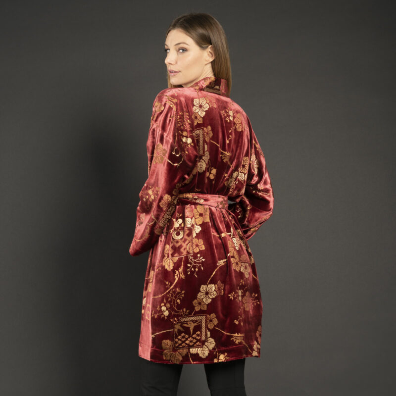 Isabel | 印花天鹅绒和服外套 | Riassunto 宝石红 - 图片 3
