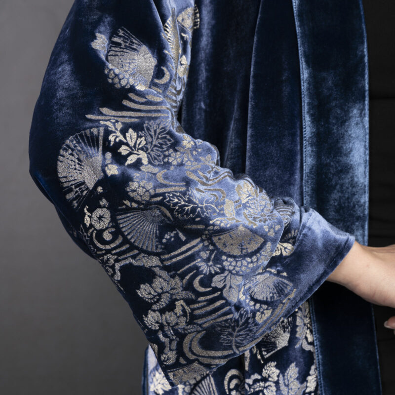 Isabel | 印花天鹅绒和服外套 | Ventagli 蓝色