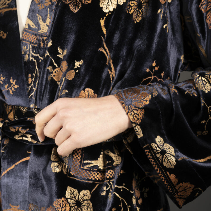 Isabel | 印花天鹅绒和服外套 | Riassunto 深蓝色 - 图片 2